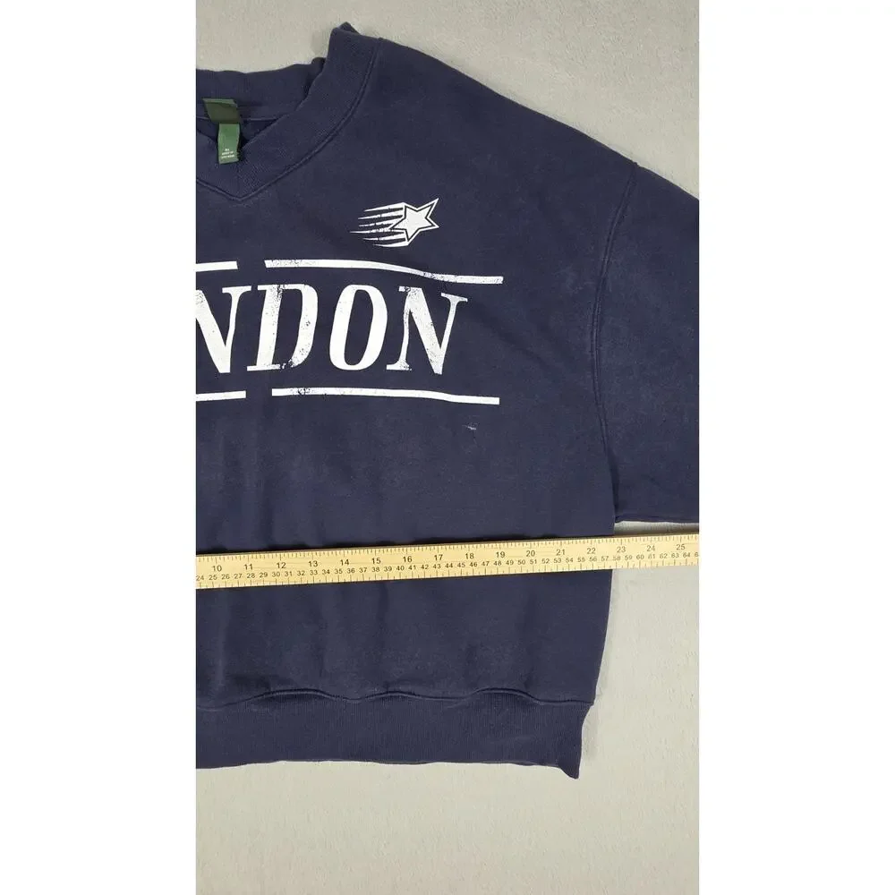 Wild Fable London Graphic Cropped Sweatshirt Women’s XL Blue Pullover - Picture 5 of 8
